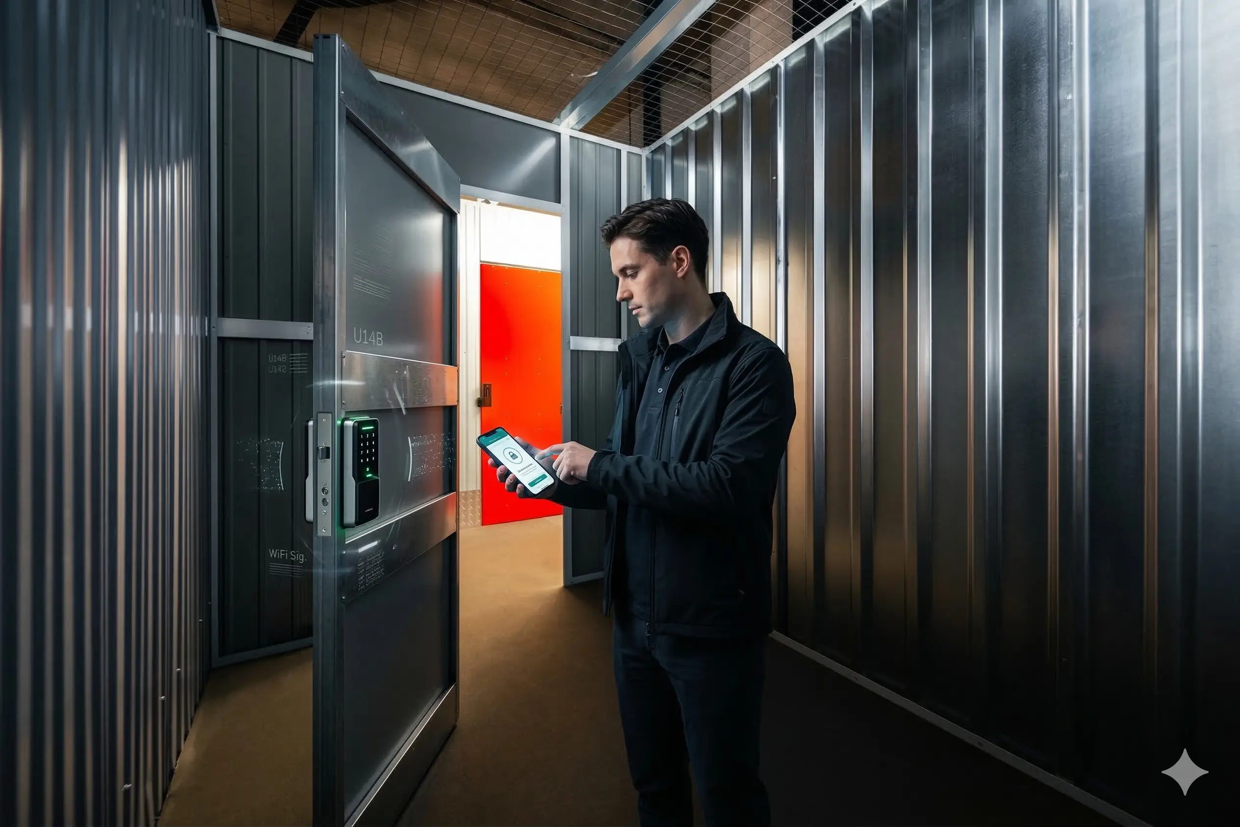 Elektroniczny zamek HT-BOX na drzwiach boksu self storage